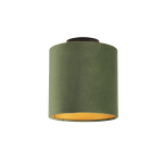 QAZQA Plafondlamp met velours kap met goud 20 cm - Combi zwart - Groen