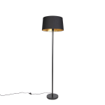 QAZQA Moderne vloerlamp mete kap 45 cm - Simplo - Zwart