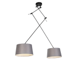QAZQA Hanglamp met linnen kappen donker 35 cm - Blitz II zwart - Grijs