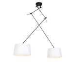 QAZQA Hanglamp met linnen kappen wit 35 cm - Blitz II zwart