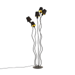 QAZQA Design vloerlamp 5-lichts met klemkap - Wimme - Zwart