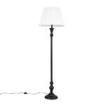 QAZQA Vloerlamp zwart met plisse kap wit 45 cm - Classico