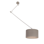 QAZQA Hanglamp staal met kap 35 cm taupe verstelbaar - Blitz I