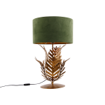 QAZQA Vintage tafellamp goud met velours kap 35 cm - Botanica - Groen