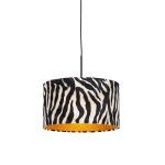 QAZQA Moderne hanglamp zwart met kap zebra 35 cm - Combi