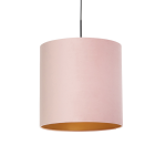 QAZQA Hanglamp met velours kap met goud 40 cm - Combi - Roze