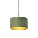 QAZQA Hanglamp met velours kap met goud 35 cm - Combi - Groen