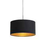 QAZQA Hanglamp met velours kap met goud 50 cm - Combi - Zwart