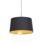 QAZQA Hanglamp met katoenen kap met goud 50 cm - Combi - Zwart