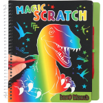 Dino World scratchboek Magic jongens 20 x 19,5 x 2 cm - Zwart