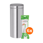 Brabantia Touch Bin 30 Liter Matt Steel Fingerprint Proof + Vuilniszakken (120 stuks)