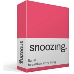 Snoozing - Flanel - Hoeslaken - Extra Hoog - 200x210/220 - Fuchsia - Roze