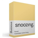 Snoozing - Flanel - Hoeslaken - Extra Hoog - 160x200 - - Geel