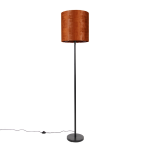 QAZQA Vloerlamp zwart velours kap 40 cm - Simplo - Oranje