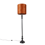 QAZQA Klassieke vloerlamp zwart met kap rood 40 cm - Classico - Oranje