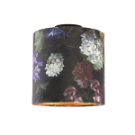 QAZQA Plafondlamp met velours kap bloemen met goud 25 cm - Combi zwart