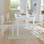 Vidaxl Eetkamerstoelen 4 St Massief Rubberwood En Fluweel - Wit