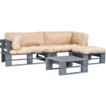 Vidaxl 4-delige Loungeset Pallet Met Zandkleurige Kussens Hout - Beige