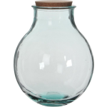 Mica Decorations Ronde Vaas Olly 29 X 38 Cm Transparant Gerecycled Glas Met Kurk Deksel - Home Deco Vazen - Woonaccessoires