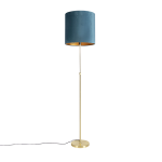 QAZQA Vloerlamp goud/messing met velours kap 40/40 cm - Parte - Blauw