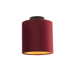 QAZQA Plafondlamp met velours kap met goud 20 cm - Combi zwart - Rood