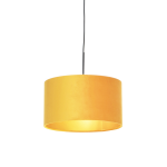 QAZQA Hanglamp met velours kap oker met goud 35 cm - Combi - Geel