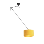 QAZQA Hanglamp met velours kap oker met goud 35 cm - Blitz I zwart - Geel