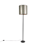 QAZQA Zwarte vloerlamp met oud-taupe kap 40 cm - Simplo