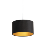 QAZQA Hanglamp met velours kap met goud 35 cm - Combi - Zwart