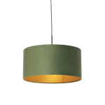 QAZQA Hanglamp met velours kap met goud 50 cm - Combi - Groen