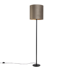 QAZQA Vloerlamp zwart met velours kap taupe en goud 40 cm - Simplo