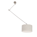 QAZQA Hanglamp staal met kap 35 cm grijs verstelbaar - Blitz I - Beige