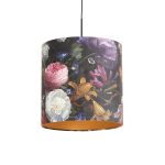 QAZQA Hanglamp met velours kap bloemen met goud 40 cm - Combi