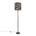 QAZQA Moderne vloerlamp zwart stoffen kap zebra 40 cm - Simplo