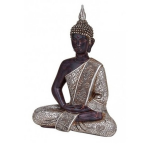 /zilver Boeddha Beeldje Zittend 29 Cm - Boeddha Beelden - Woondecoratie - Zwart