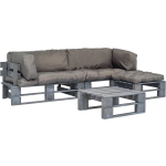 Vidaxl 4-delige Loungeset Pallet Met Grijze Kussens Hout - Grijs