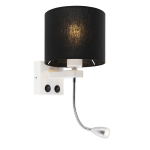 QAZQA Moderne wandlamp wit mete kap - Brescia - Zwart