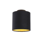 QAZQA Plafondlamp met velours kap met goud 20 cm - Combi - Zwart
