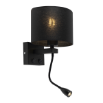 QAZQA Moderne wandlamp mete kap - Brescia - Zwart