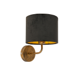 QAZQA Vintage wandlamp goud mete velours kap - Matt - Zwart