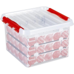 Q-line Kerst Opbergbox - 26l - Incl. Trays Voor 75 Kerstballen - Transp/ - Rood