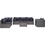 Vidaxl 7-delige Loungeset Met Kussens Poly Rattan - Grijs