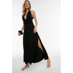 Trendyol - Lange jurk met gekruiste banden en blote rug in zwart
