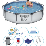 Bestway Zwembad Inclusief Accessoires - 8-delig - Steel Pro Max Rond 305x76 Cm - Grijs