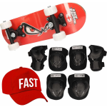 Skateboard Set Voor Kinderen L 9-10 Jaar/valbescherming/fast Pet/skateboard Met Print 43 Cm - Skateboards - Rood