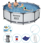 Bestway Steel Pro Max Rond 366x100 Cm - 7-delig - Zwembad Combinatie Deal - Grijs