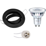 BES LED Led Spot Set - Gu10 Fitting - Inbouw Rond - Mat - Kantelbaar Ø82mm - Philips - Corepro 830 36d - 4.6w - Warm Wit - Zwart