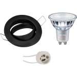 BES LED Led Spot Set - Gu10 Fitting - Inbouw Rond - Mat - Kantelbaar Ø82mm - Philips - Master 927 36d Vle - 4.9w - Warm - Zwart