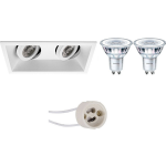 BES LED Led Spot Set - Pragmi Zano Pro - Gu10 Fitting - Inbouw Rechthoek Dubbel - Mat - Kantelbaar - 185x93mm - Philips - - Wit