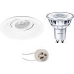 BES LED Led Spot Set - Pragmi Domy Pro - Gu10 Fitting - Inbouw Rond - Mat - Verdiept - Kantelbaar - Ø105mm - Philips - - Wit